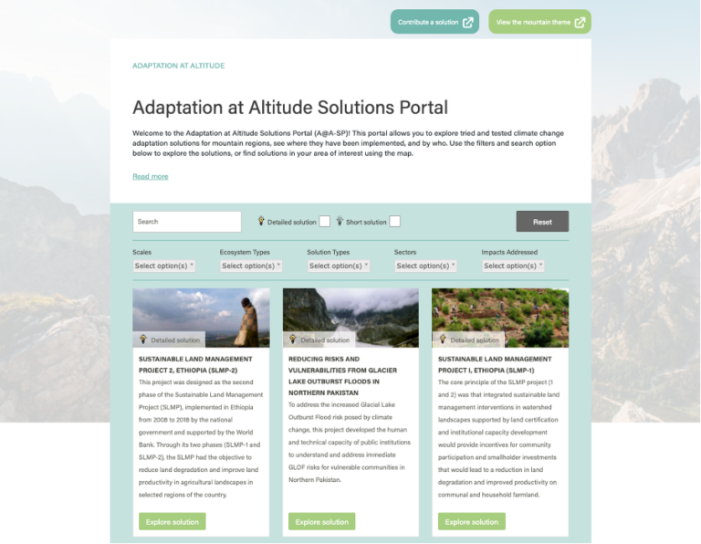 Adaptation at Altitude Solutions Portal – GEO Mountains